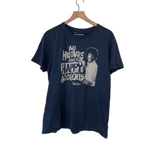 Bob Ross No Mistakes Just Happy Accidents Crew Neck Blue Tee Mens Size Large